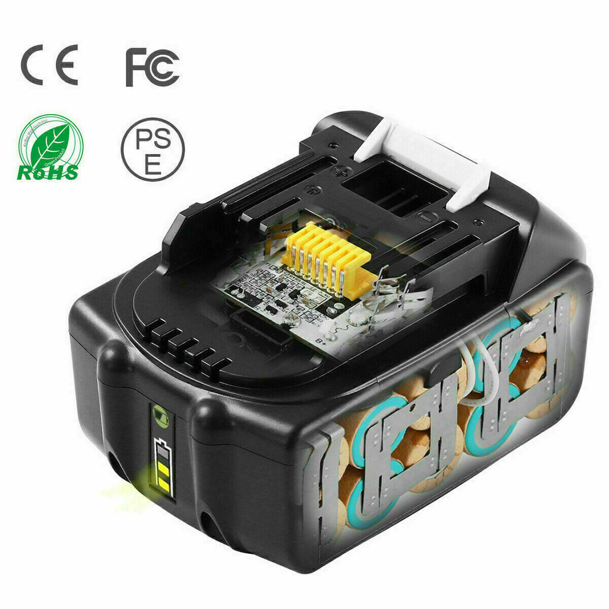 2 Pack for 18V 5.0Ah Li-Ion Battery BL1830 BL1850 BL1860 BL LED 1840 LXT