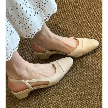 Femmes Vintage Minimalist Cap Toe Spliced Slingback Flats assorti Casual Daily