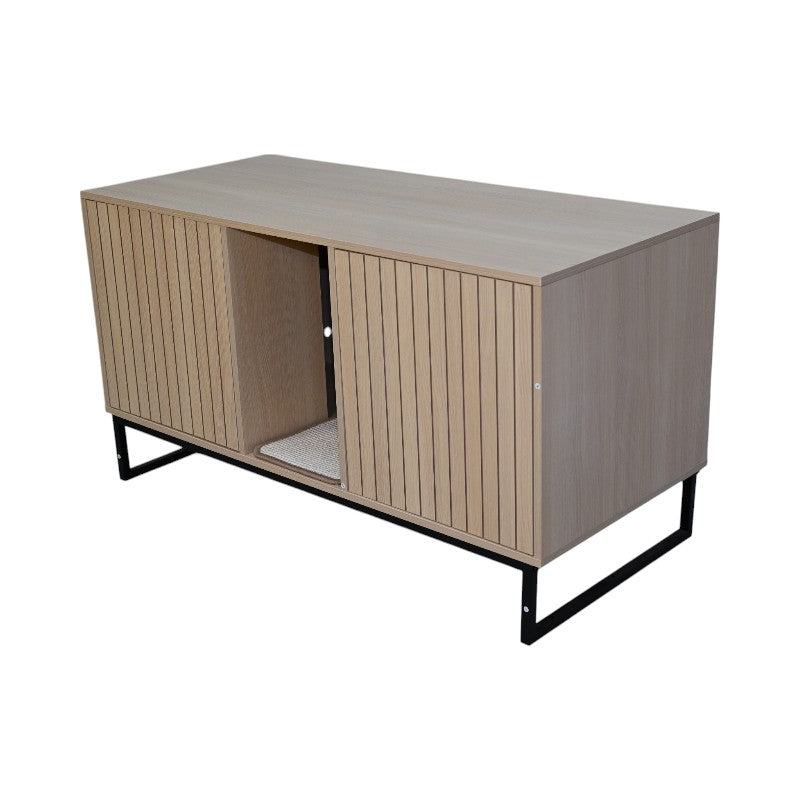 Maison de chat en bois moderne avec tapis de raclage - 47.64" x 21.46" x 25.98"