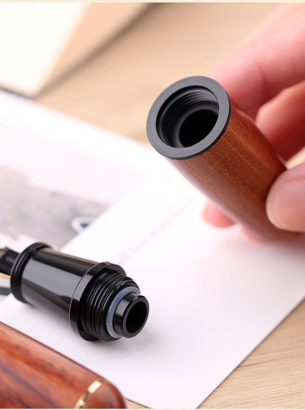 Stylo d'encre de bois massif fine pointe mignon Chubby Stylo court