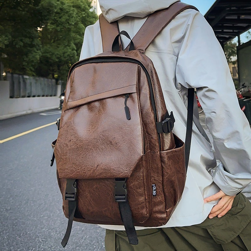 Sac à dos en cuir souple PU imperméable pour hommes