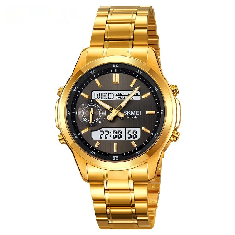 Montre en acier multifonctionnelle lumineuse pour hommes