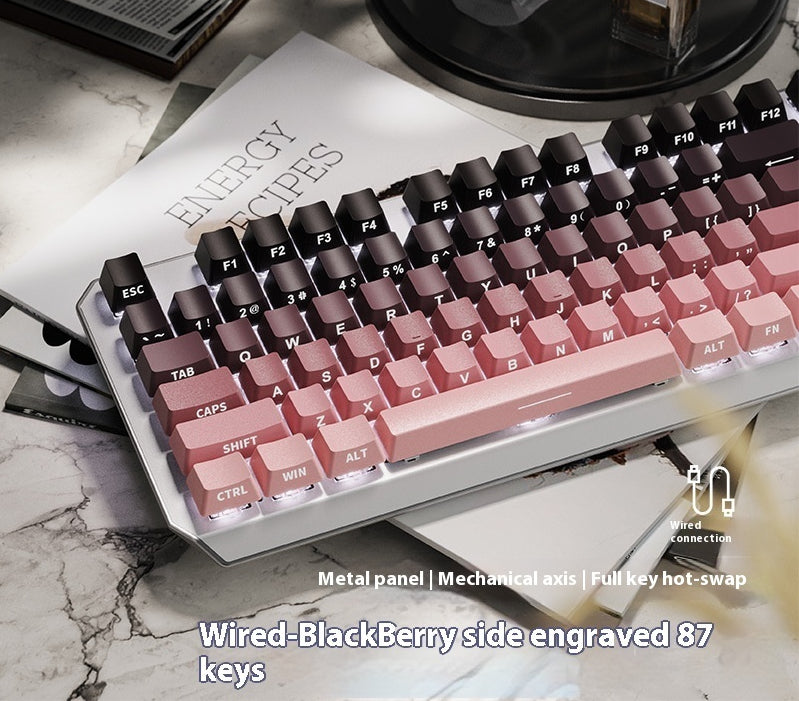 Clavier mécanique 87 Key Wired E-sports Jeu Belle gravure latérale Bureau informatique