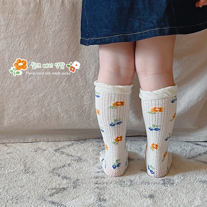 Chaussettes pour enfants Printemps Été Bébé Pile mince Chaussettes pour femmes
