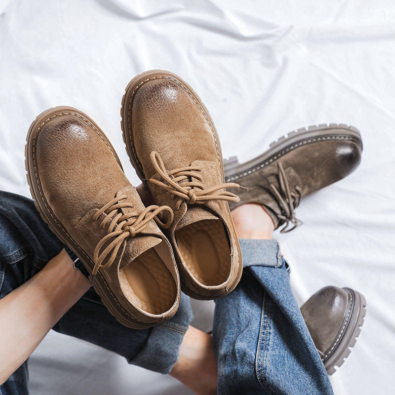 Youngful Round-toe Hommes style britannique Pigskin occasionnel Mid-heel Large-toe Work Shoes