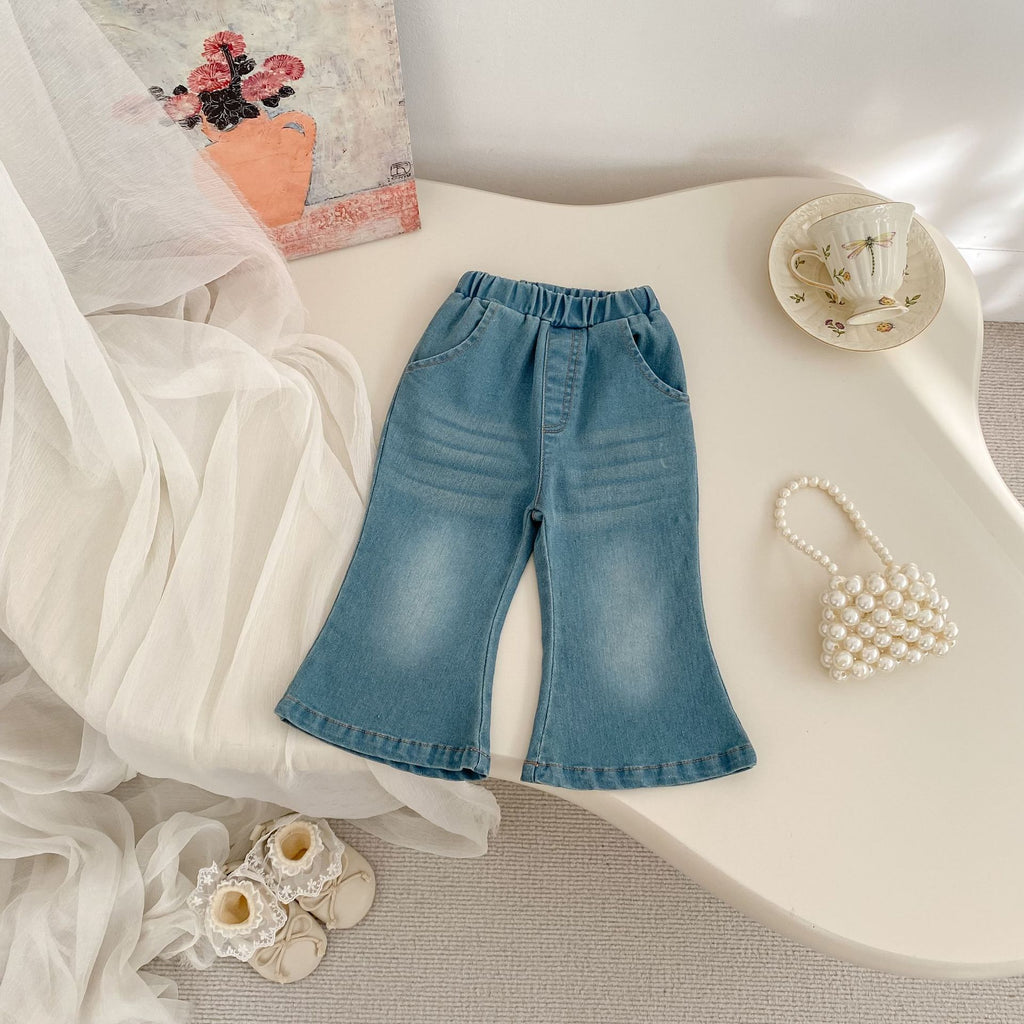 Bébés Style coréen Denim de couleur solide Jeans Versatile Pantalon enfant