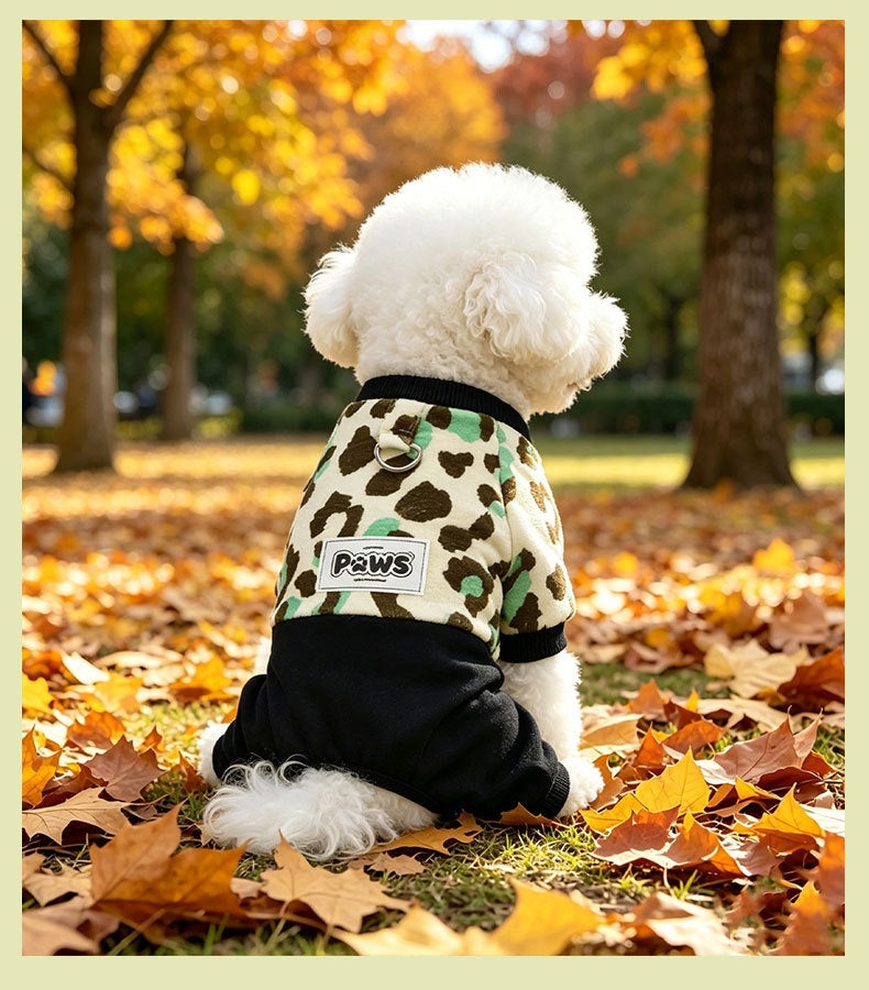 Costume de saut d'hiver chaud Leopard imprimé à quatre pattes épais