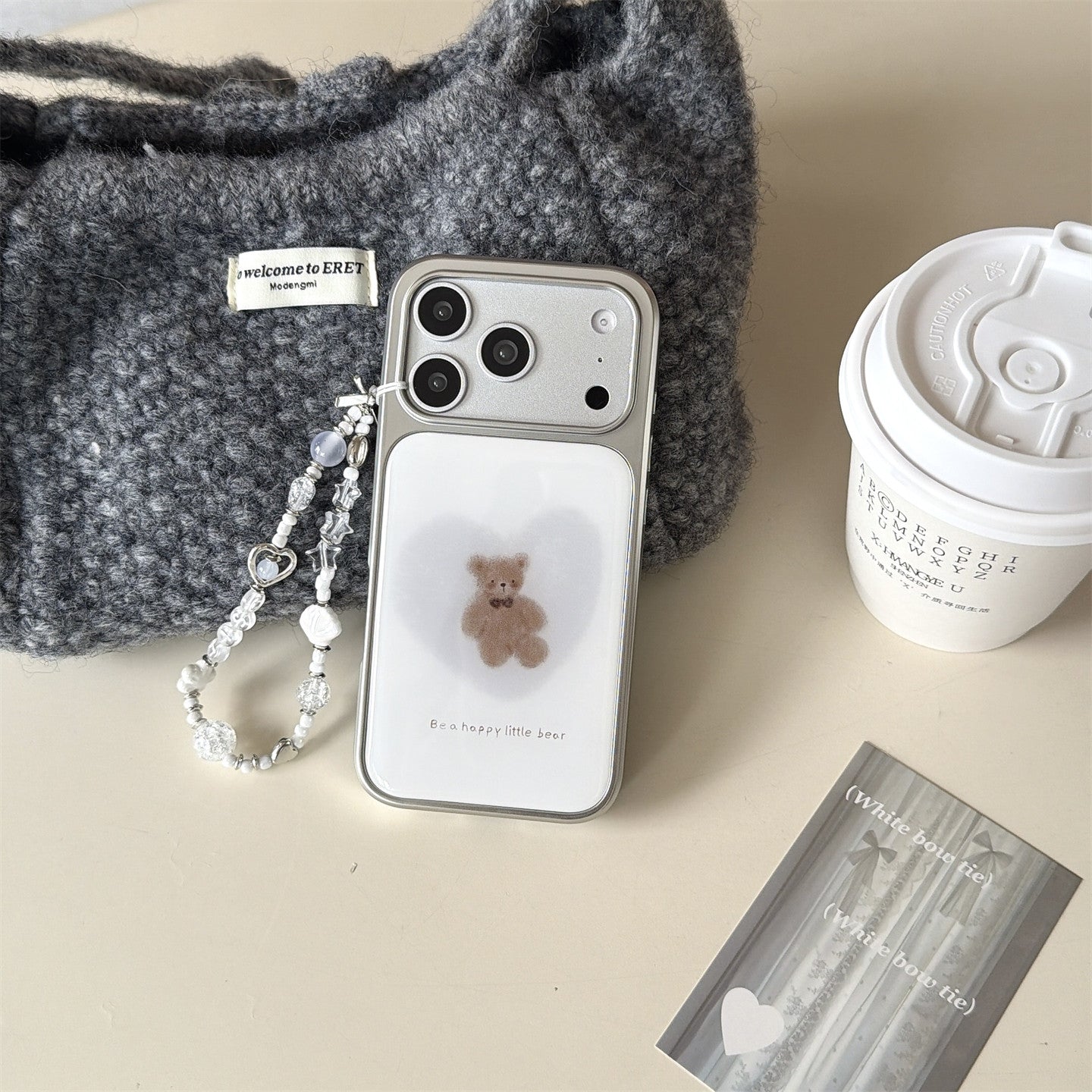 Style coréen Electroplated Little Bear Telephone Case Niche Design