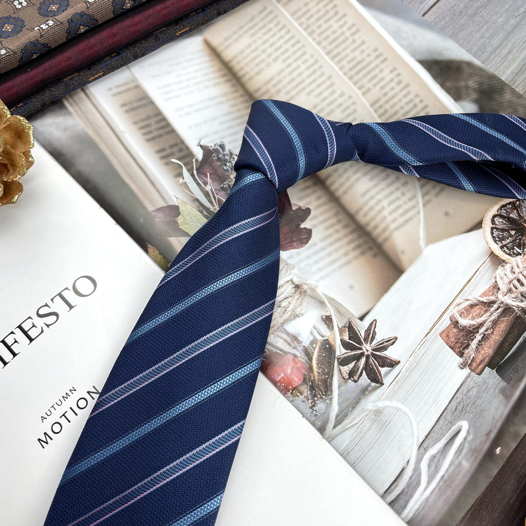 Retro Coffee Color Orange Red Striped Tie Hand Hit 8CM Hommes