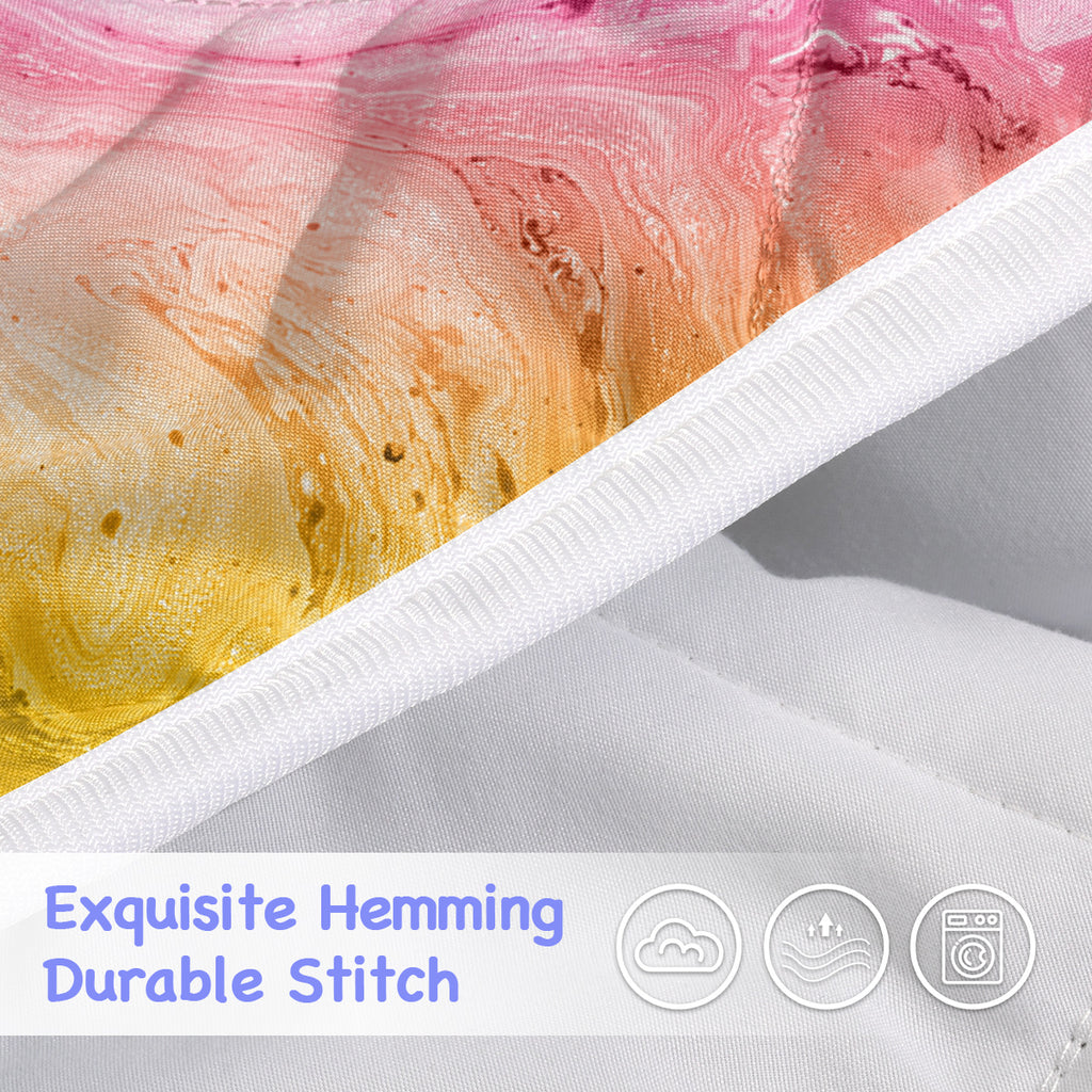 Ensemble de literie en marbre arc-en-ciel souple en microfibre Pastel