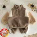 Baby and Toddler Lambswool Stand Collar Demi-Zip Ensemble à deux pièces