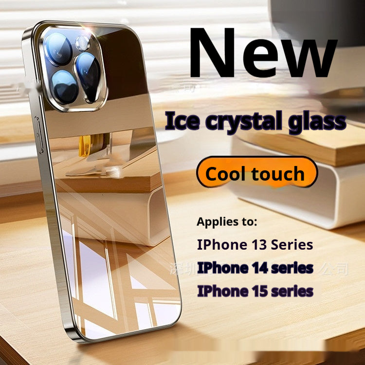 Boîtier de téléphone en verre de cristal de glace tout compris résistant à la chute en silicone