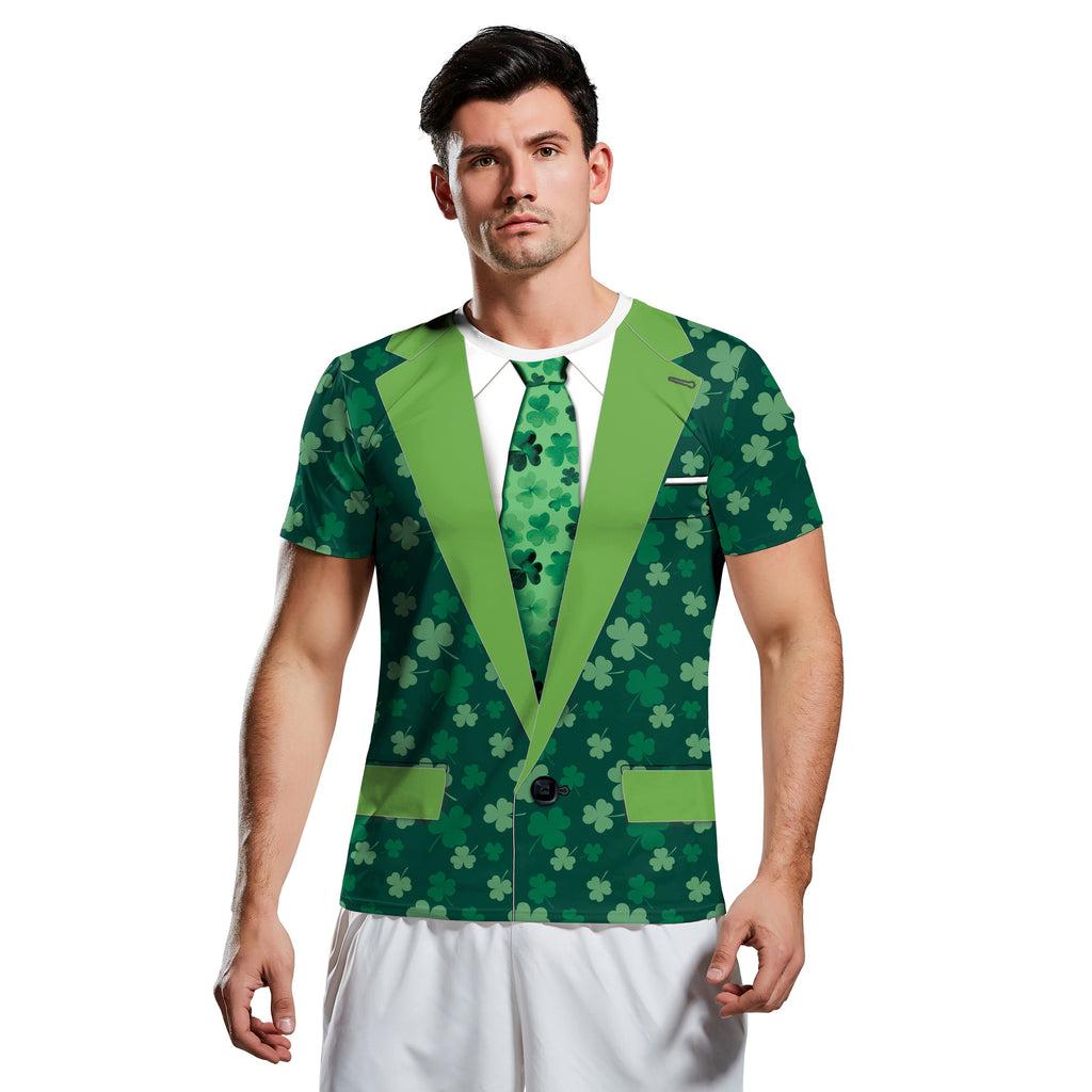 St. Patrick's Day Green Hat Sub Festival 3D Digital Print Street Party Couple manches courtes