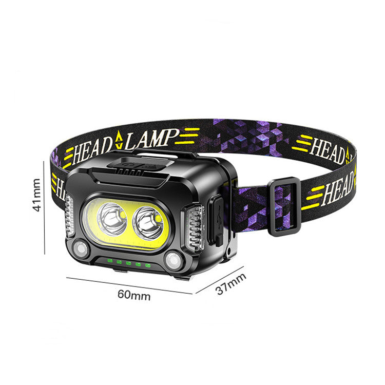 COB Strong Light Sensing Headlamp Night Running Fishing Floodlight Headwear