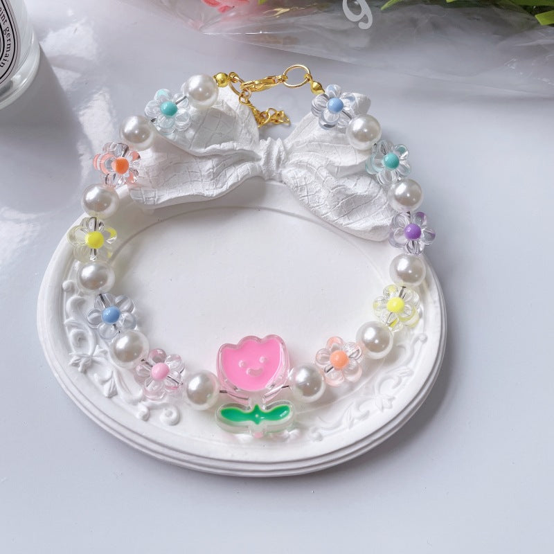 Cute Flower Bead Necklace for Pet Cats