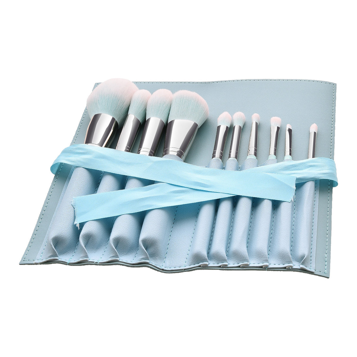 Poignée bleu clair maquillage doux doux cheveux Fondation Eye Shadow Brush