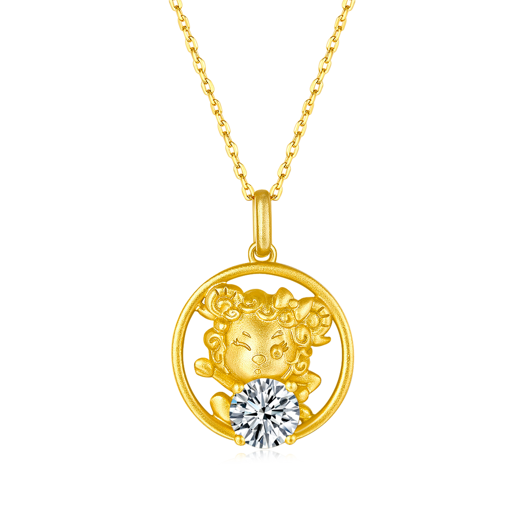 S925 Argent Sterling plaqué or 1ct D Couleur VVS1 Moissanite Chinese Zodiac Collier de chèvre