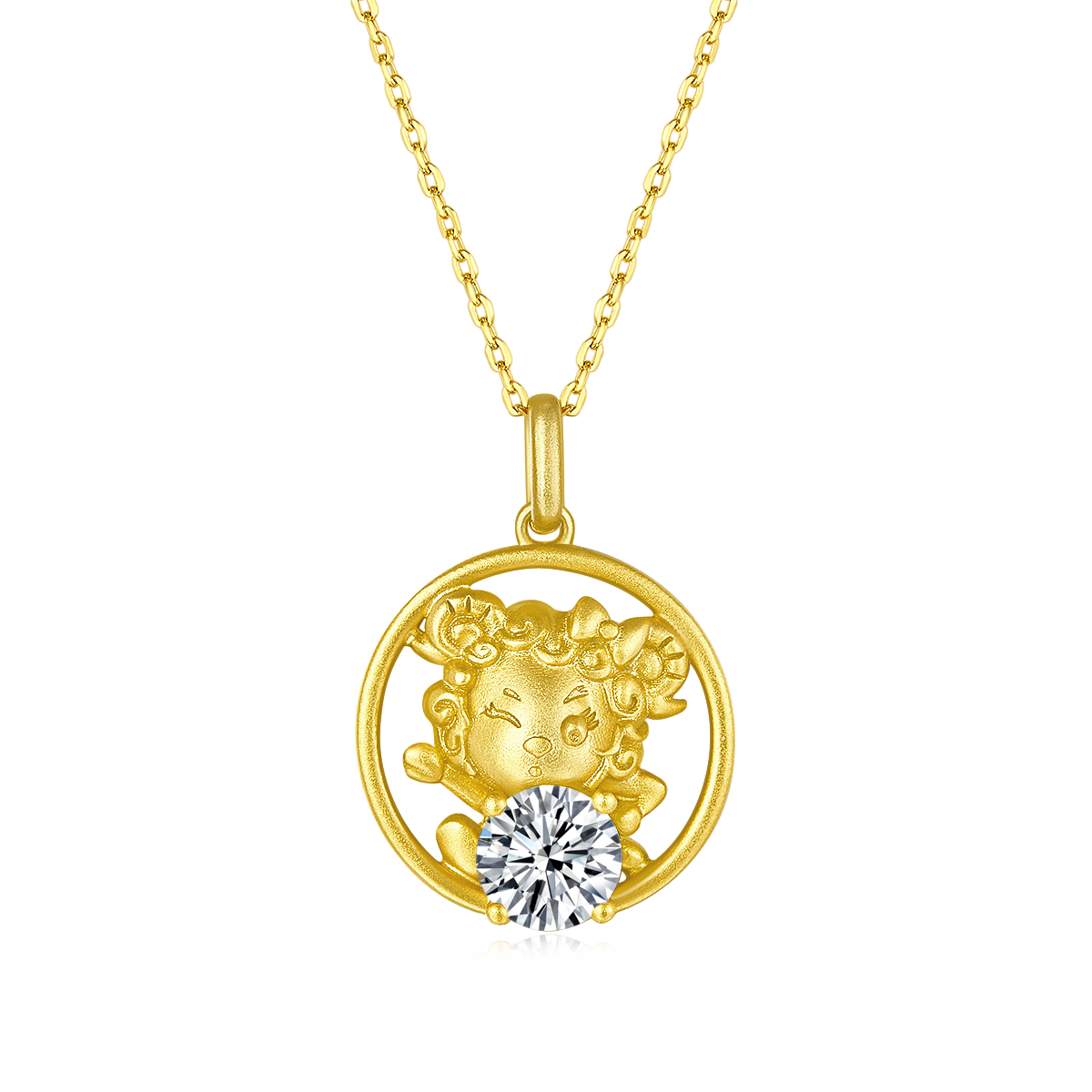 S925 Argent Sterling plaqué or 1ct D Couleur VVS1 Moissanite Chinese Zodiac Collier de chèvre