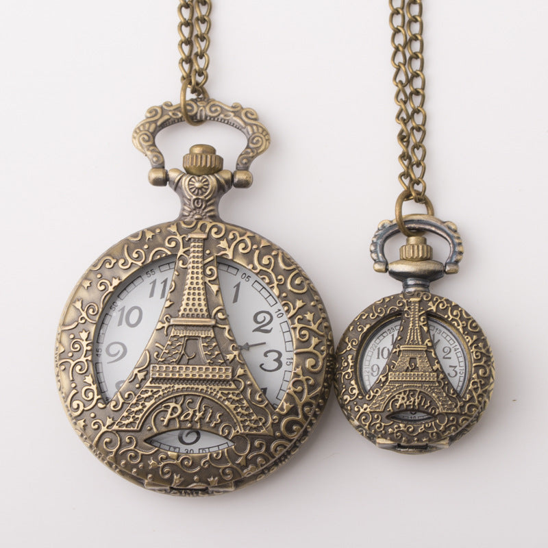 Retro Iron Tower Montre de poche personnalisée de mode décontractée