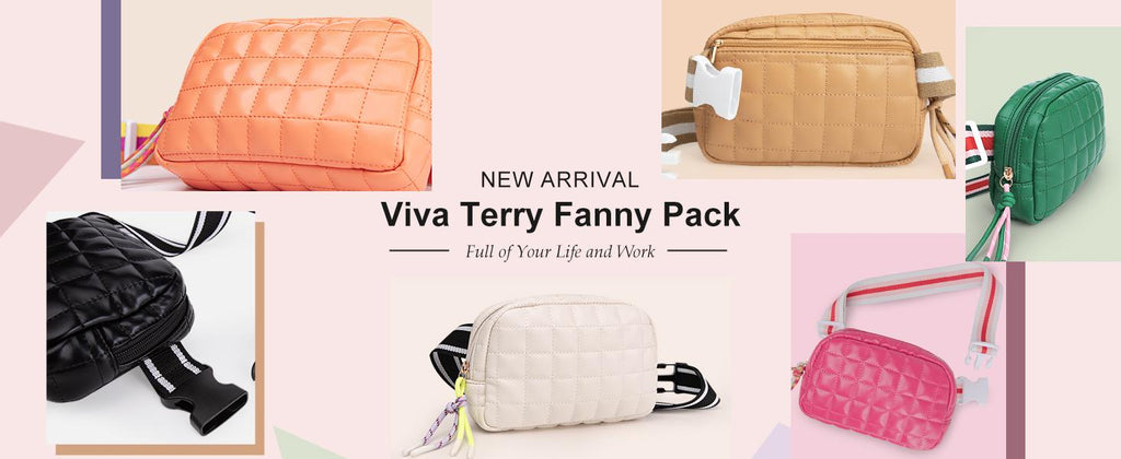 Viva Terry Women's Quilted Waist Pack Small Puffy Sports Bag Bracelet réglable idéal pour Ru