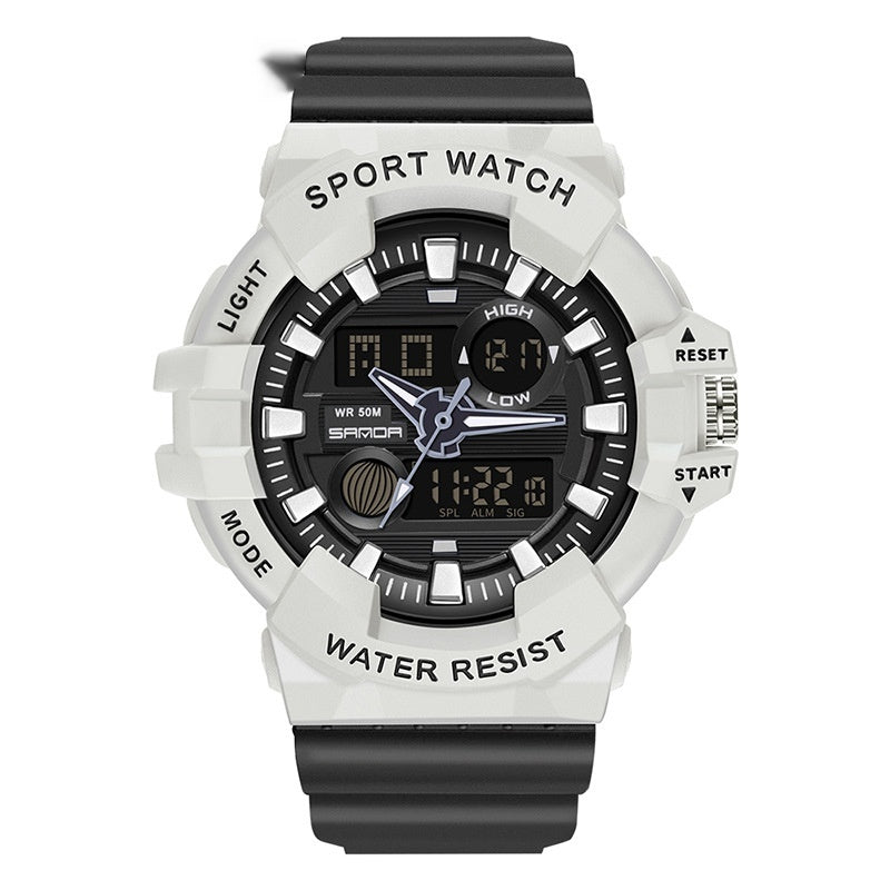Trendy Sports Montre électronique Mode Double affichage Grand Cadran Lumineux Imperméable Unise