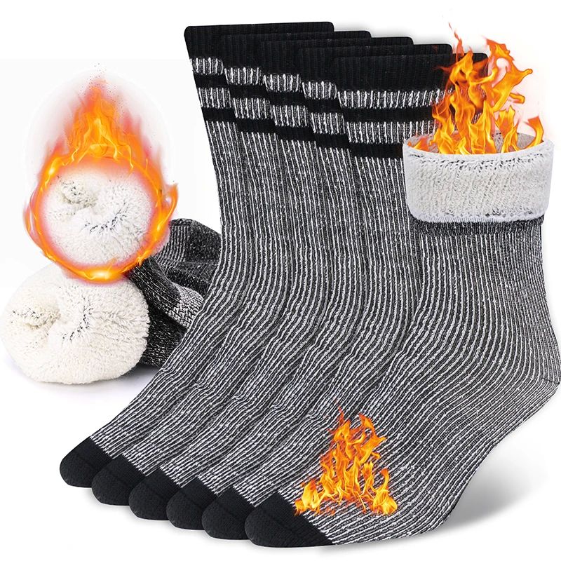 Chaussettes chaudes épaissies de laine ronde pour hommes et femmes