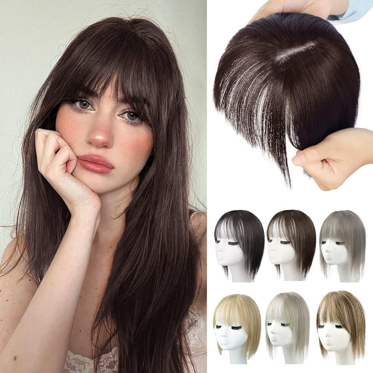 Wig Women's Natural Lightweight Breathable Cover Cheveux Gris Invisibles