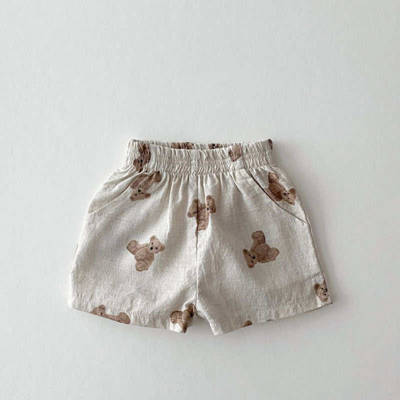 Ins Baby Loose mince coton et short en lin Style enfantin