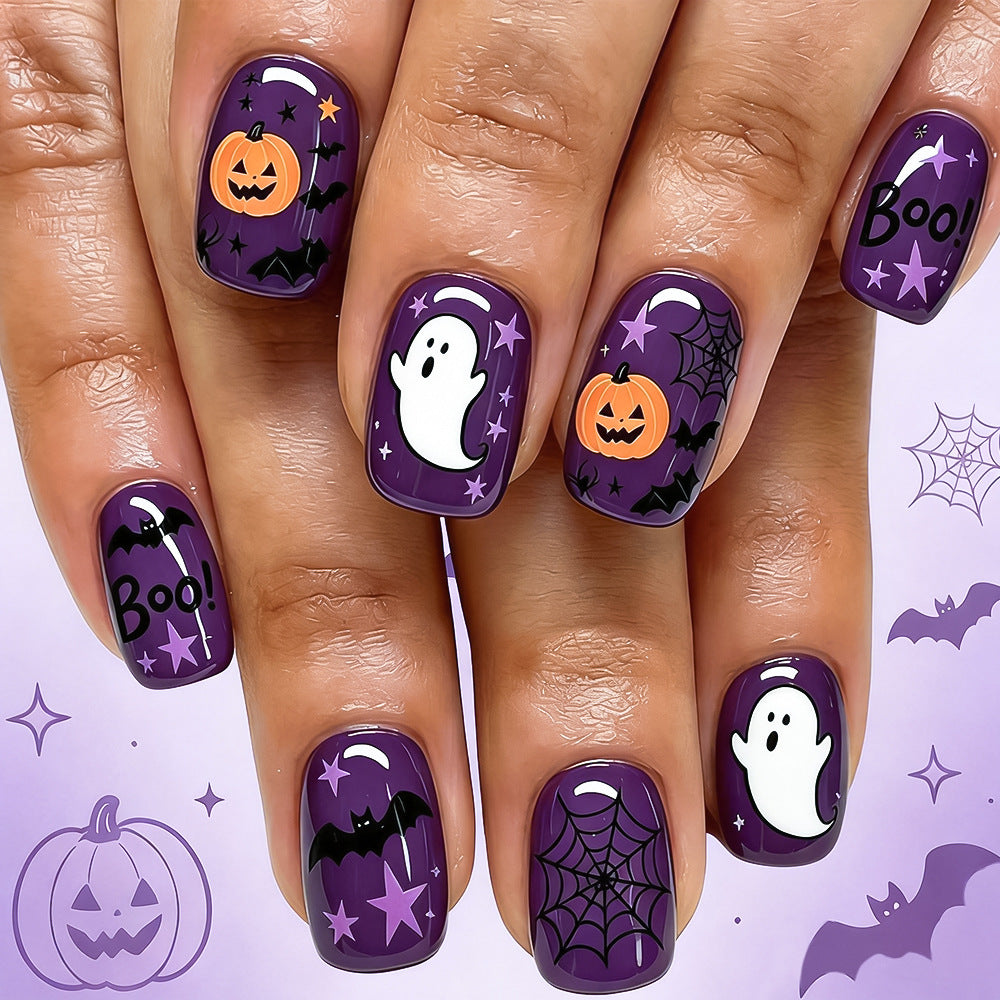 Faux ongles Halloween Ghost Spiderweb amovible
