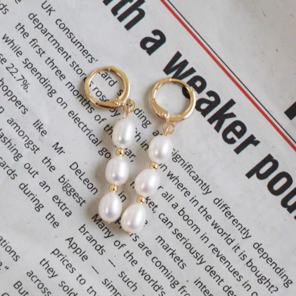 Boucles d'oreilles en perles d'eau douce naturelles pour femmes
