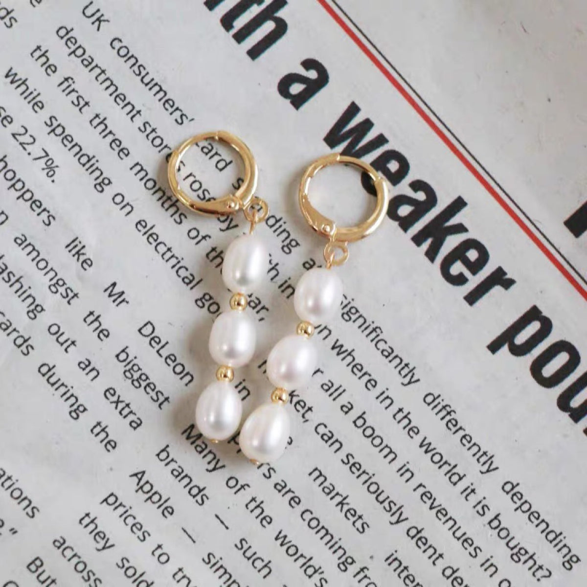 Boucles d'oreilles en perles d'eau douce naturelles pour femmes