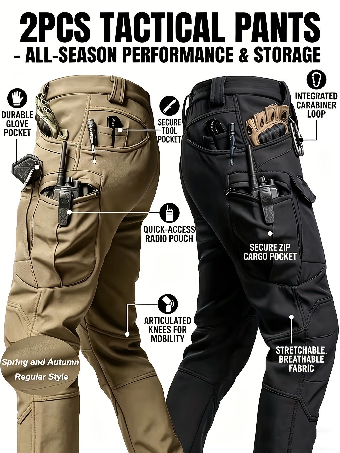 Pantalon de travail tactique résistant à l'usure extérieure pour hommes