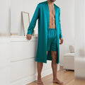 Hommes Pajama Robe et Shorts Set Couleur Solide pour usage domestique