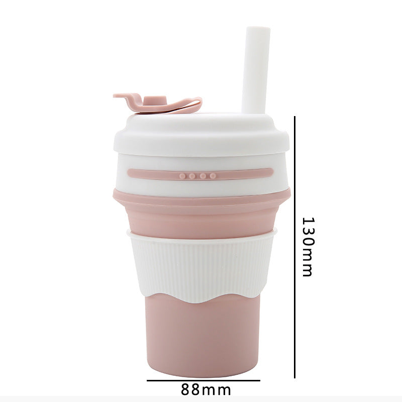 Coupe d'eau en silicone Coupe pliante Coupe d'aspiration Tube Coupe de café portable Coupe d'eau Voyage d'eau