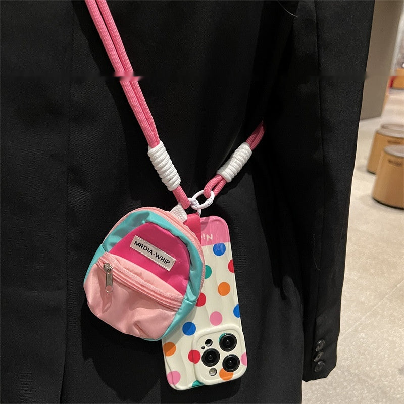 Couleur Polka Dot Petit sac à livres Cas de téléphone transportant Strap Crossbody