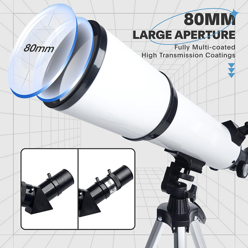 Longueur focale du télescope astronomique métallique avec adaptateur téléphonique