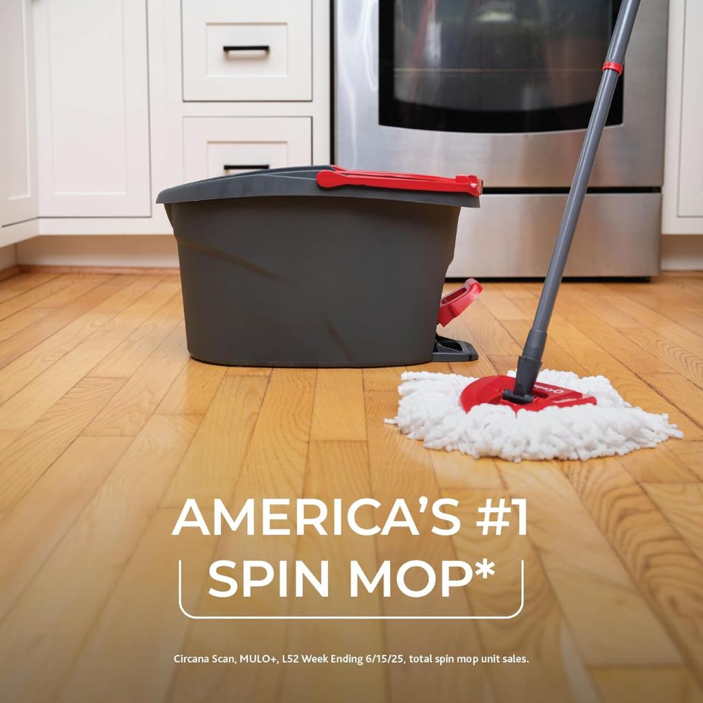 EasyWring Microfibre Spin Mop Système de nettoyage de plancher de seau Rouge Gris Standard
