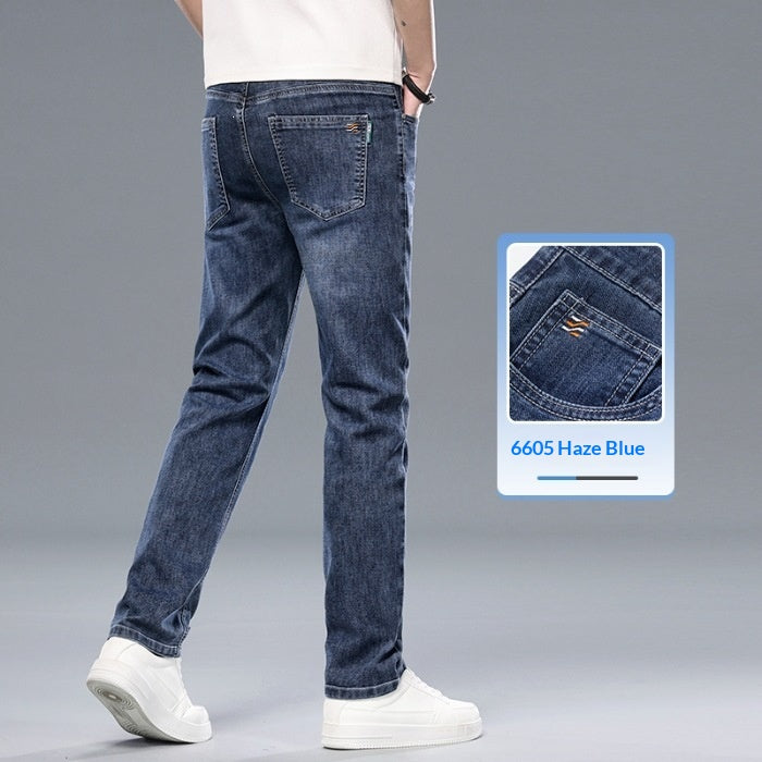 Mens Slim-Fit Straight-Leg Tencel anti-rides pantalons occasionnels
