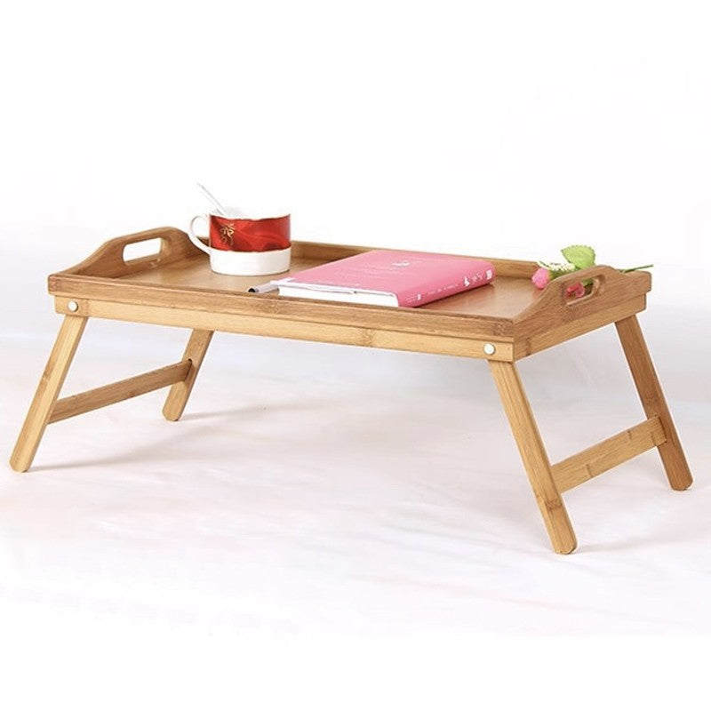 Table de lit en bois de bambou avec pieds pliants Petit déjeuner Portable