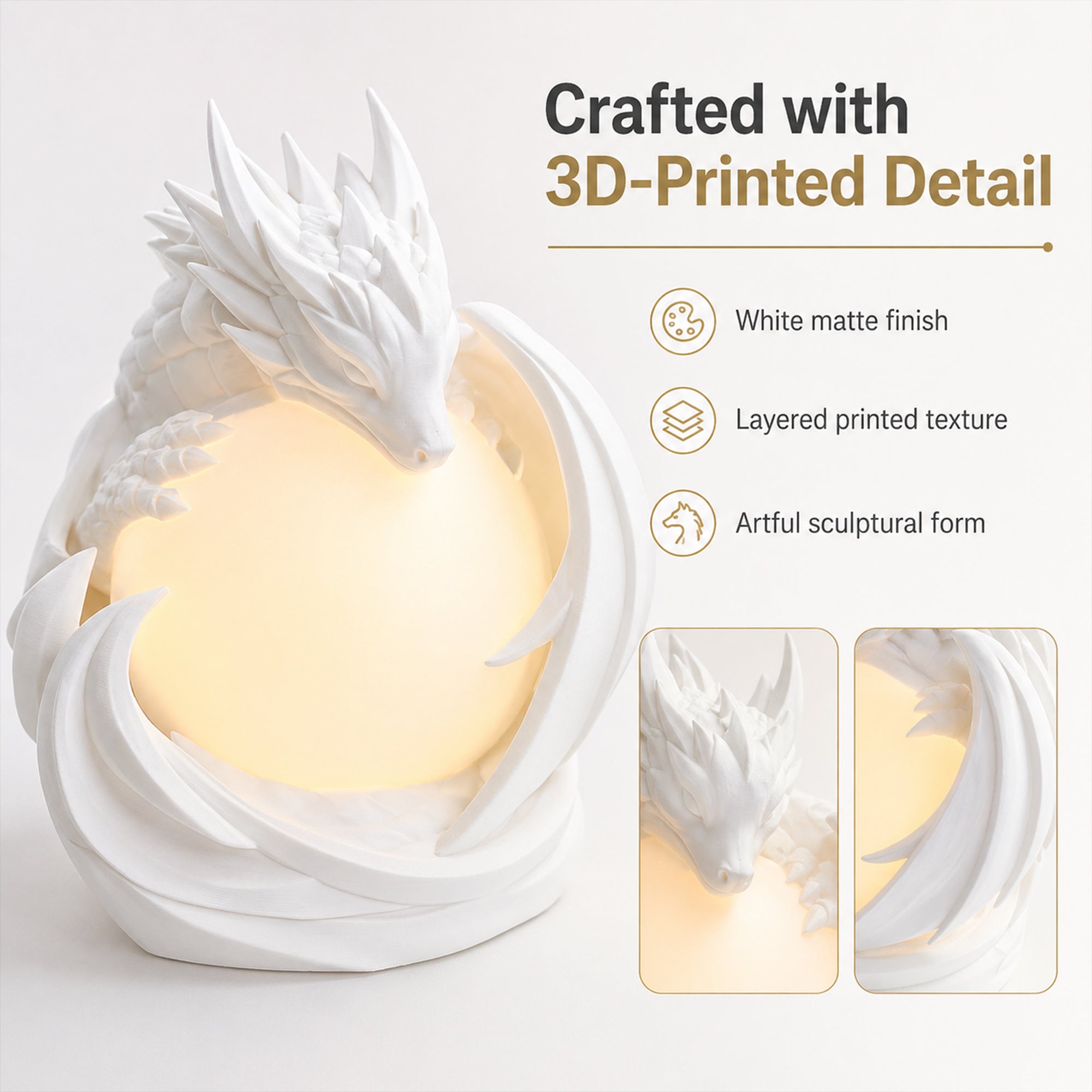 Lampe de table 3D imprimée Dragon Ambient