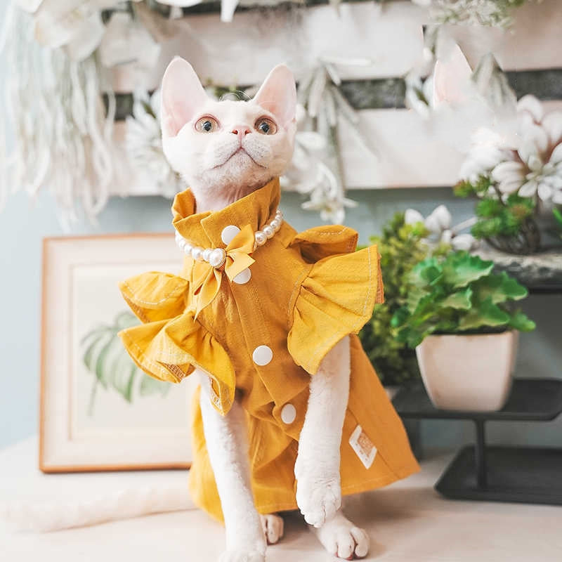 Breathable pure cotton casual dress for cats