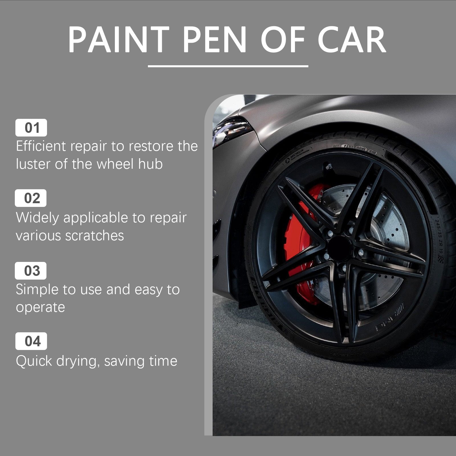 Stylo d'entretien égratignure de roue de voiture noir Homesh - Suppression des éraflures de peinture de voiture