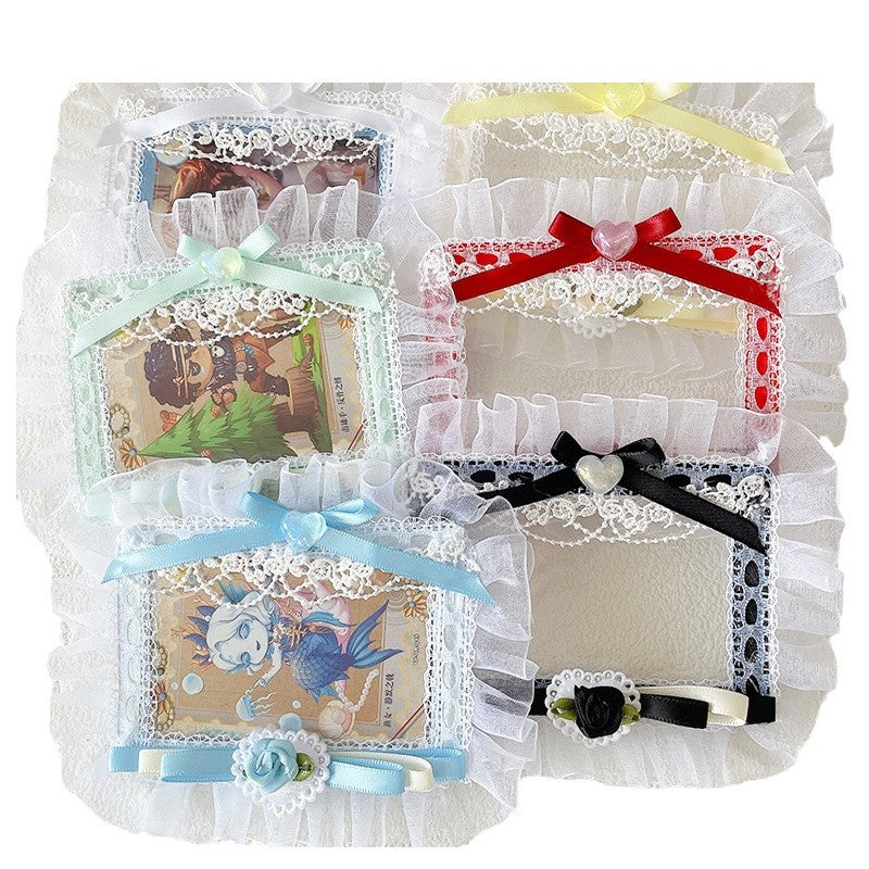 Porte-carte en dentelle de café vintage - Portefeuille en cuir compact pour femmes - Portable C