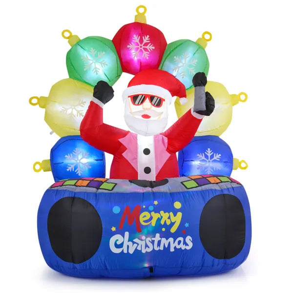 6ft Xmas gonflable DJ Santa - RGB LED Orbs Musique Mute Mode Stakes/Ropes Quick Setup Outdo