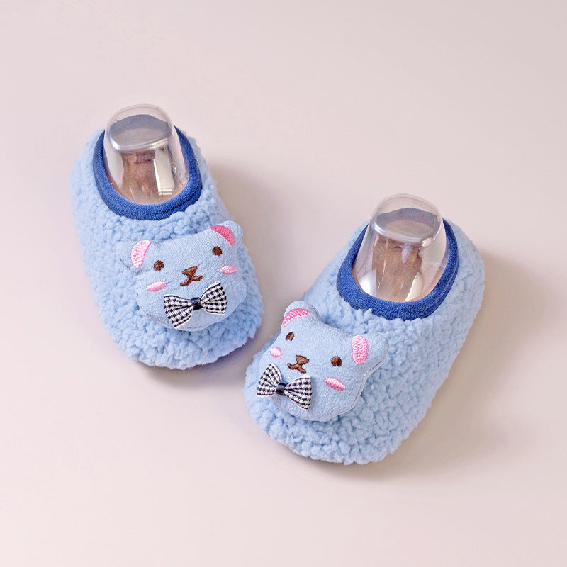 Chaussettes de sol antidérapantes pour les enfants Lignées de polaire chaude et extra-épaississantes comme vos petits enfants