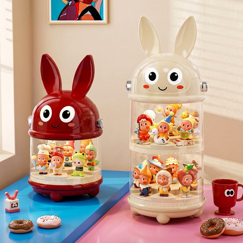 Dustproof Transparent Display Rack with Double-Layer Lid Storage Box