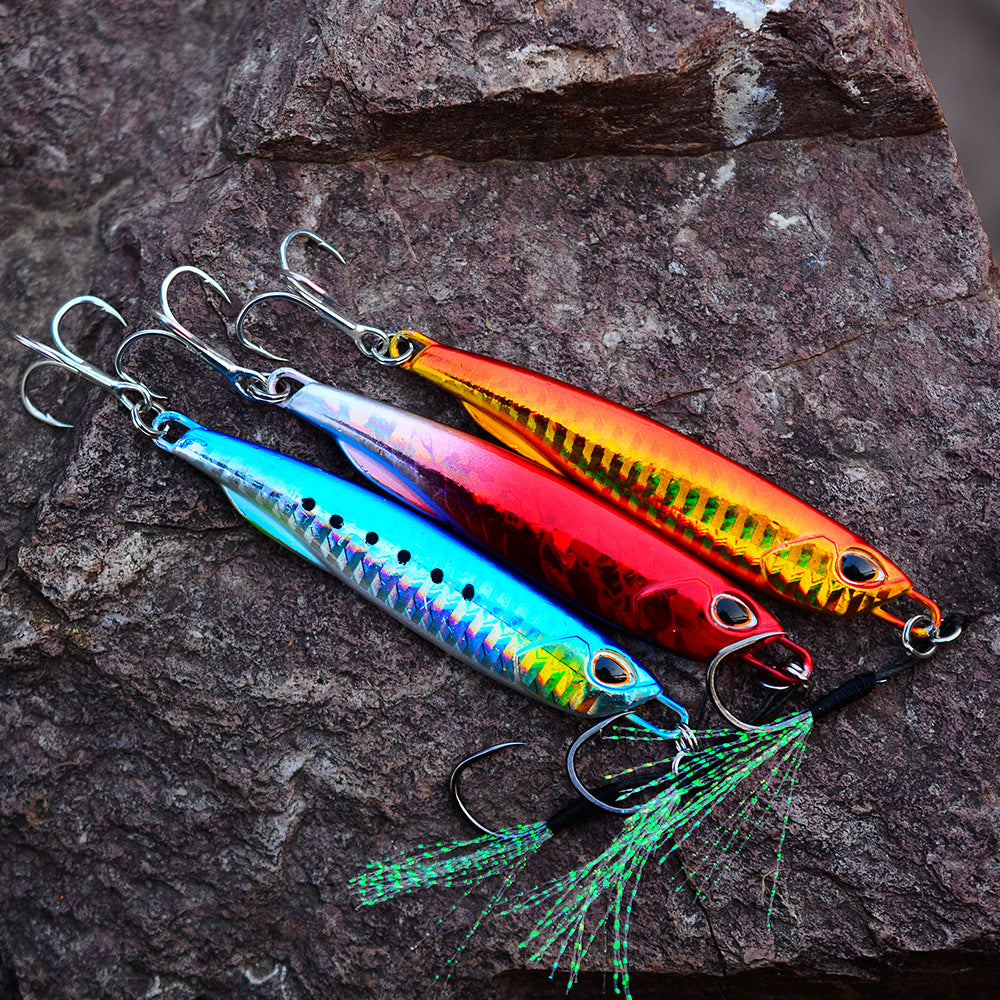 Luya Bait Submerged Tossing Lure plaque de fer Plomb lumineux de poisson avec crochet Treble