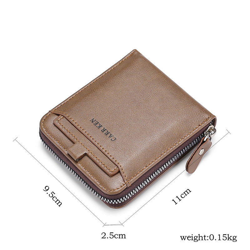 Portefeuille de fermeture éclair de mode courte casual homme
