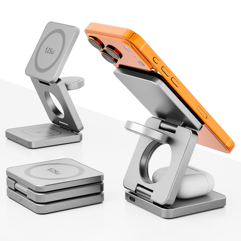 Support de bureau de recharge magnétique pliable 3-en-1