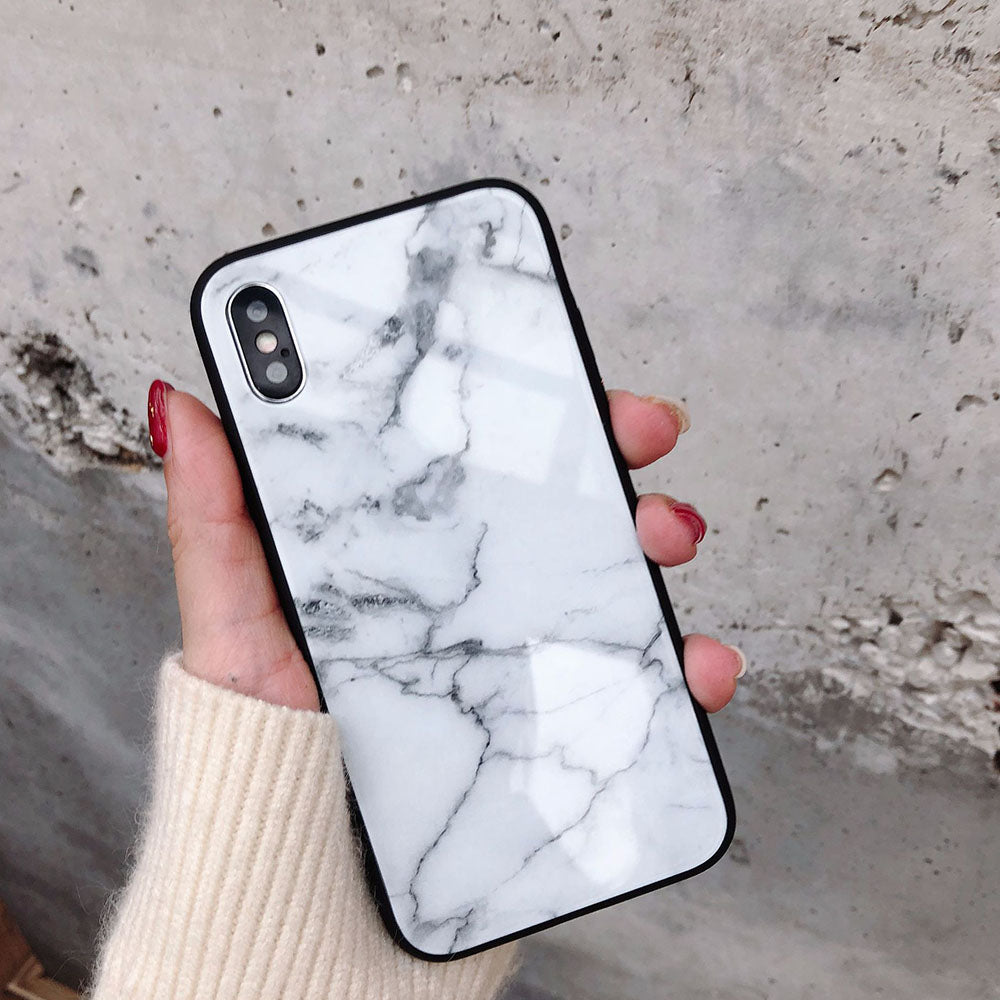 Étui de téléphone en verre de marbre